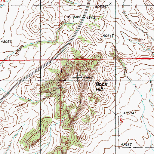 Topographic Map of Bock Hill, WY