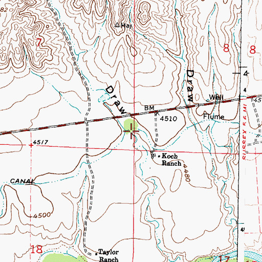 Topographic Map of Bodan Draw, WY