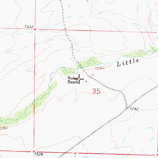 Topographic Map of Boden Ranch, WY