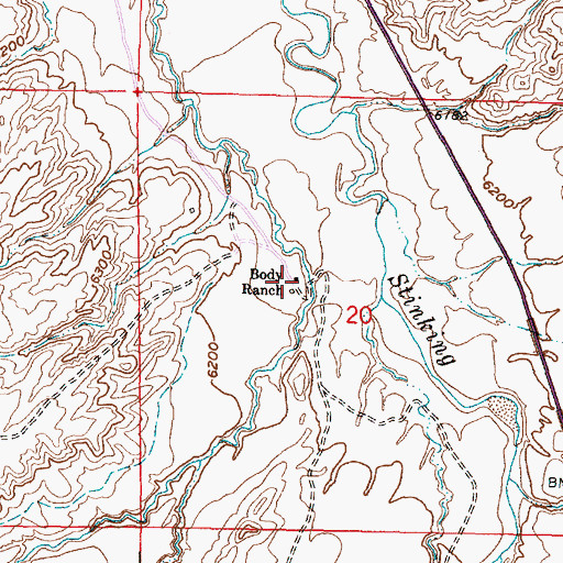 Topographic Map of Body Ranch, WY