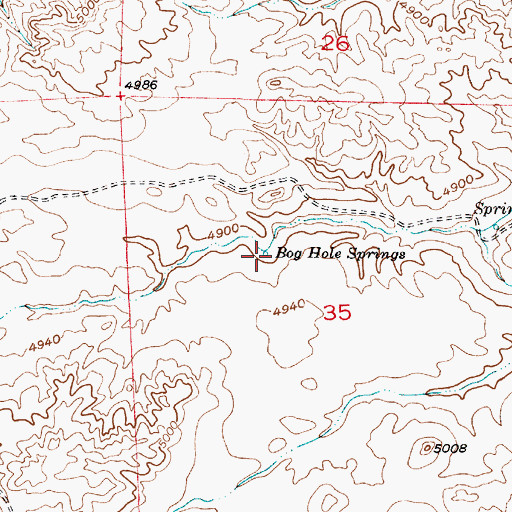 Topographic Map of Bog Hole Springs, WY