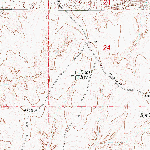 Topographic Map of Bogie Reservoir, WY