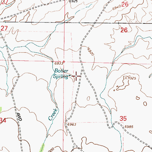Topographic Map of Boiler Spring, WY