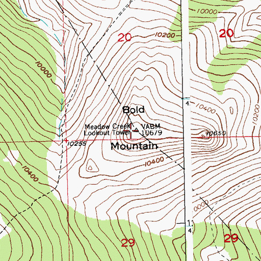 Topographic Map of Bold Mountain, WY