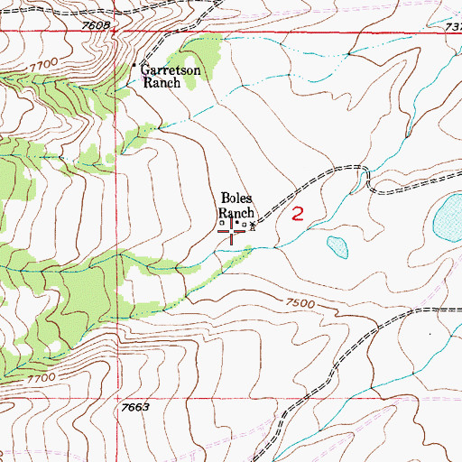 Topographic Map of Boles Ranch, WY