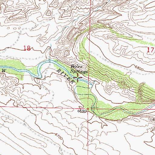 Topographic Map of Boles Springs, WY