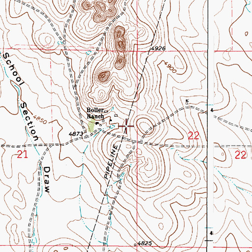 Topographic Map of Boller Ranch, WY