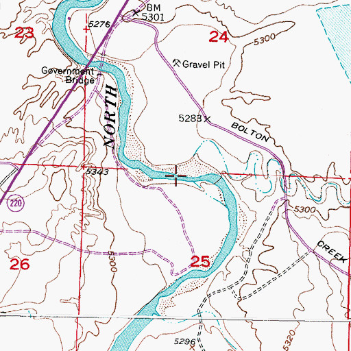 Topographic Map of Bolton Creek, WY