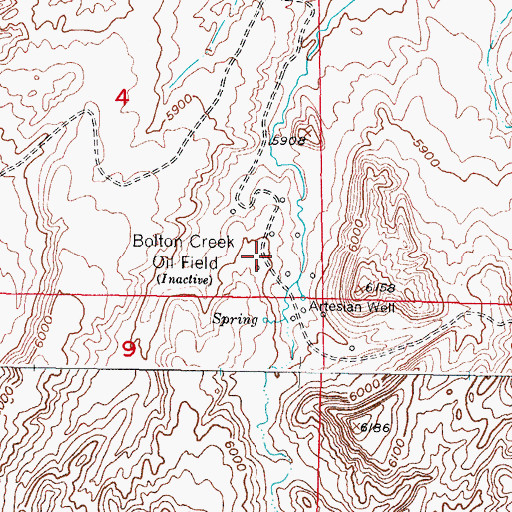 Topographic Map of Bolton Creek Oil Field, WY