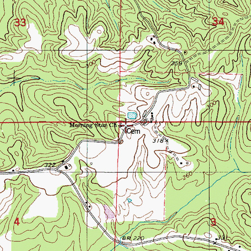Topographic Map of Morning Star Cemetery, AL