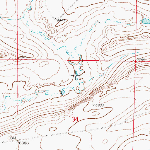 Topographic Map of Bone Creek, WY