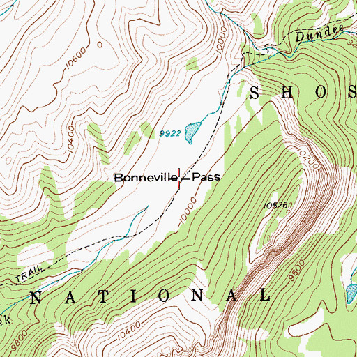 Topographic Map of Bonneville Pass, WY