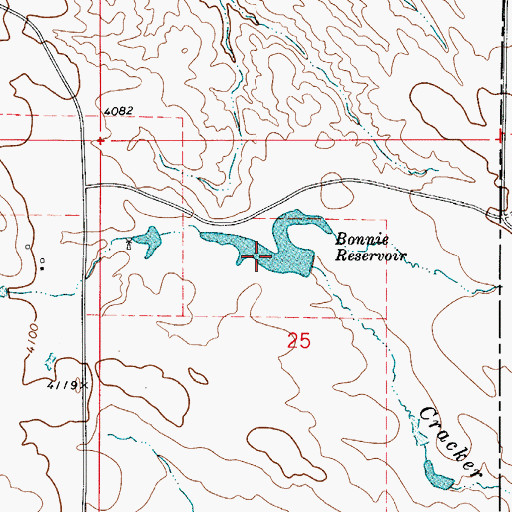 Topographic Map of Bonnie Reservoir, WY