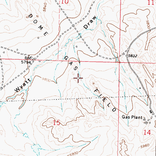 Topographic Map of Boone Dome Gas Field, WY