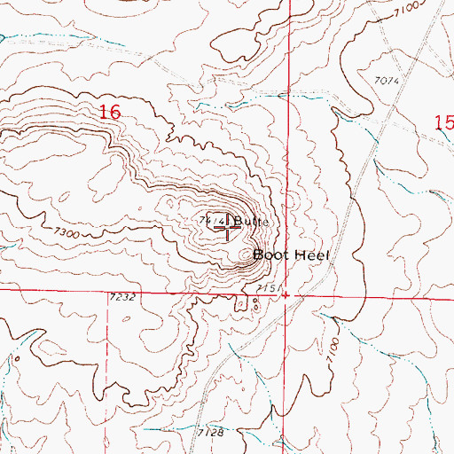 Topographic Map of Boot Heel, WY