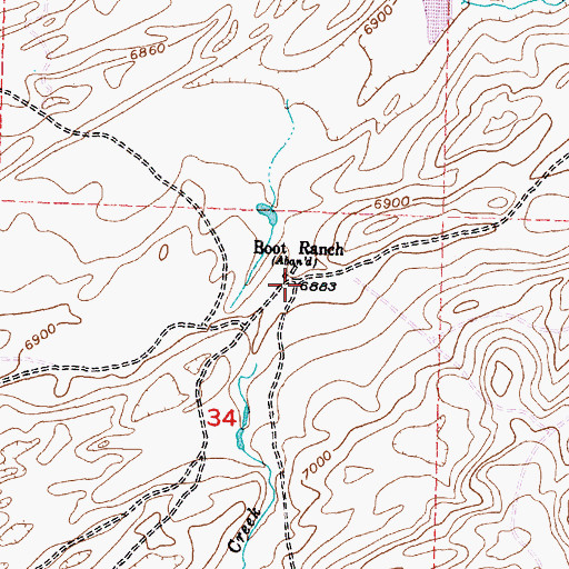 Topographic Map of Boot Ranch, WY