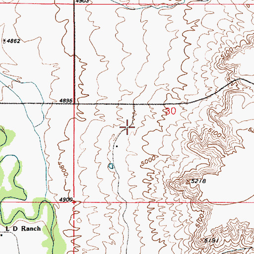 Topographic Map of Bordeaux Ditch, WY