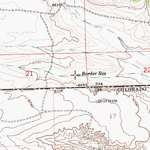 Topographic Map of Border Reservoir, WY