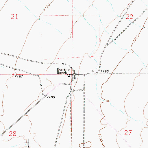 Topographic Map of Bosler Ranch, WY