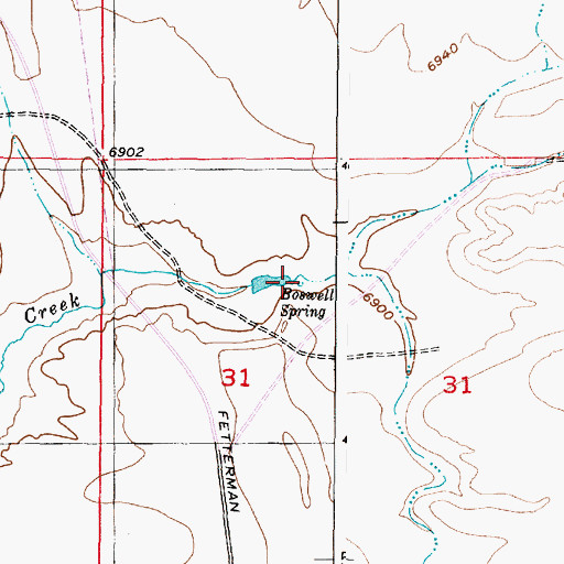 Topographic Map of Boswell Spring, WY