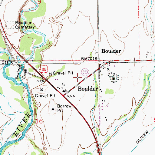 Topographic Map of Boulder, WY