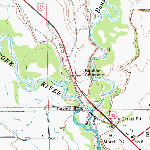 Topographic Map of Boulder Cemetery, WY