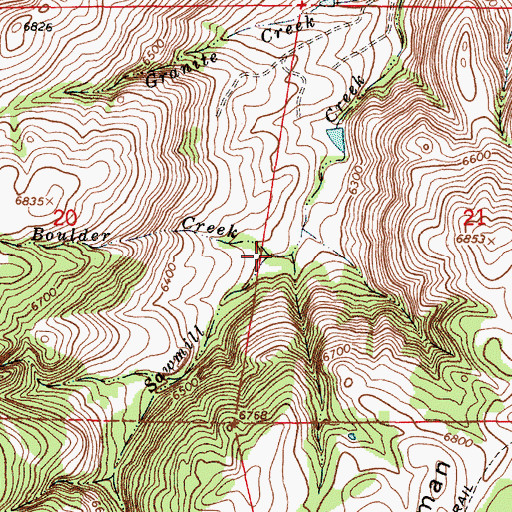 Topographic Map of Boulder Creek, WY