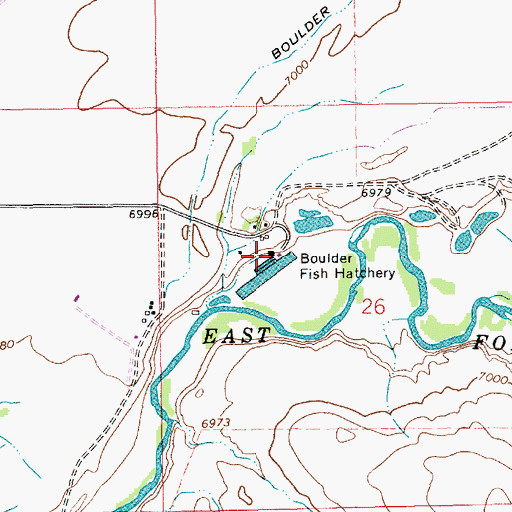 Topographic Map of Boulder Fish Hatchery, WY