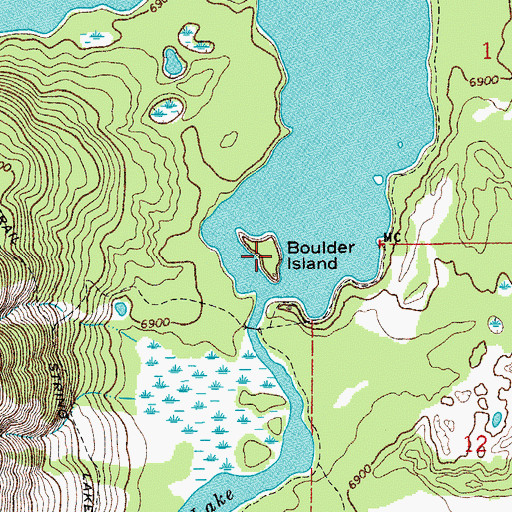 Topographic Map of Boulder Island, WY