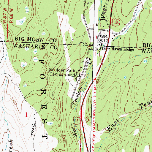 Topographic Map of Boulder Park Campground, WY