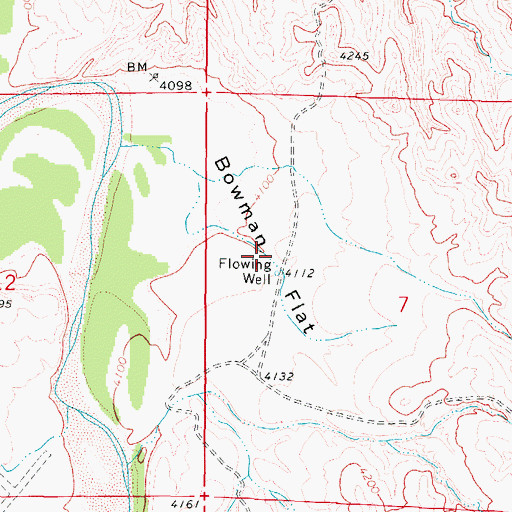 Topographic Map of Bowman Flat, WY
