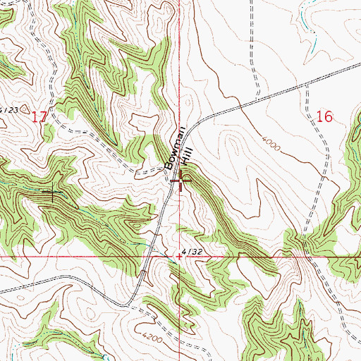 Topographic Map of Bowman Hill, WY