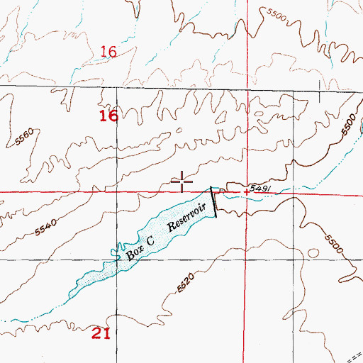 Topographic Map of Box C Reservoir, WY