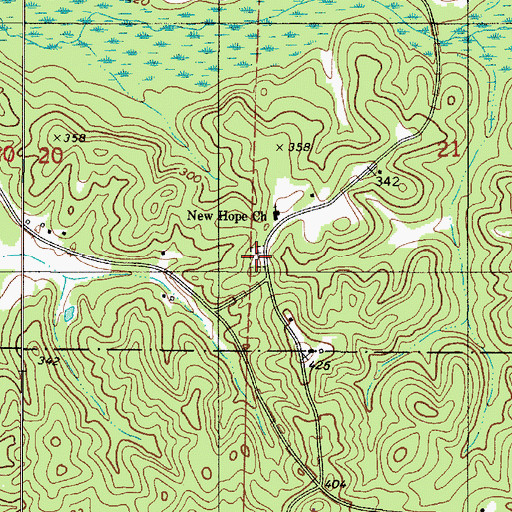 Topographic Map of New Hope Cemetery, AL