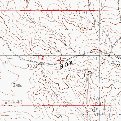 Topographic Map of Box Creek Divide, WY