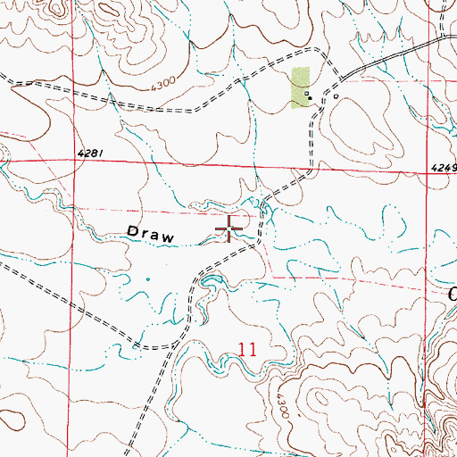 Topographic Map of Box Draw, WY