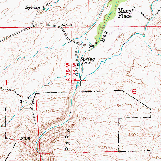 Topographic Map of Box Elder Canyon, WY