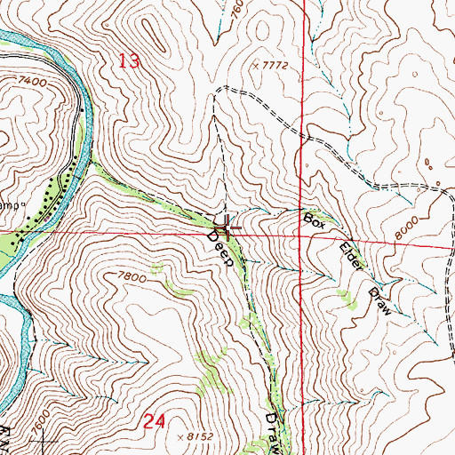 Topographic Map of Box Elder Draw, WY