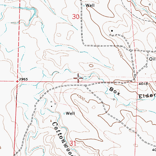 Topographic Map of Box Elder Draw, WY
