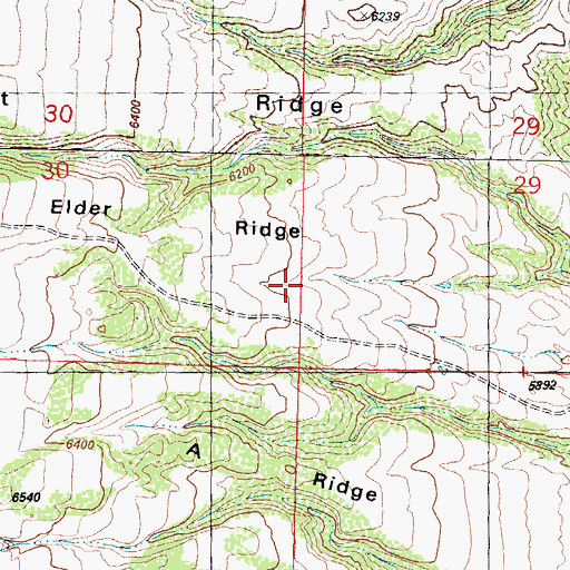 Topographic Map of Box Elder Ridge, WY