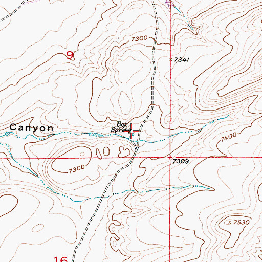 Topographic Map of Box Spring, WY