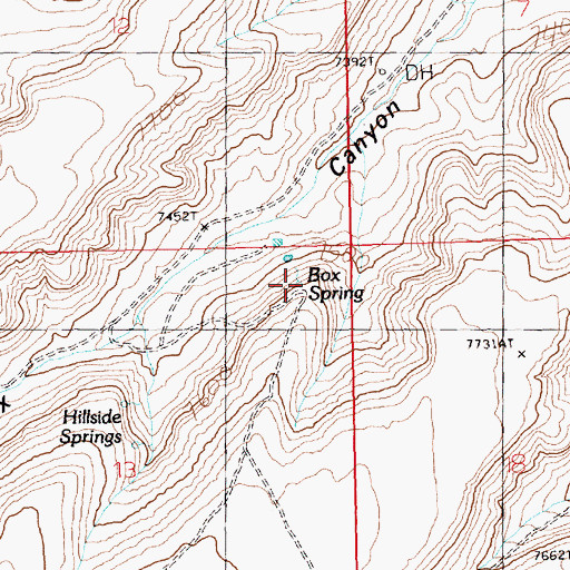Topographic Map of Box Spring, WY