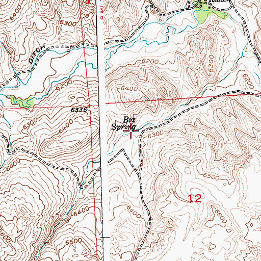 Topographic Map of Box Spring, WY