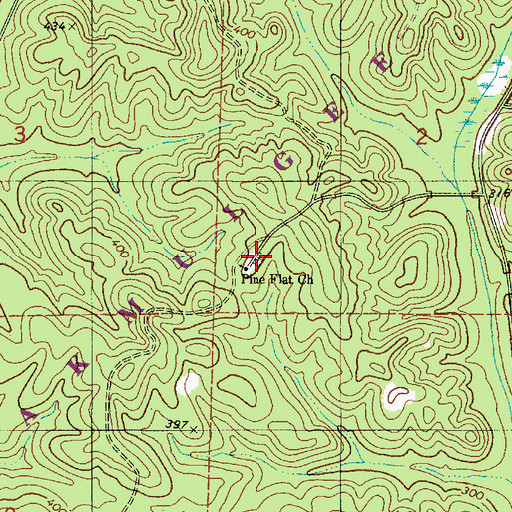 Topographic Map of Pine Flat Cemetery, AL
