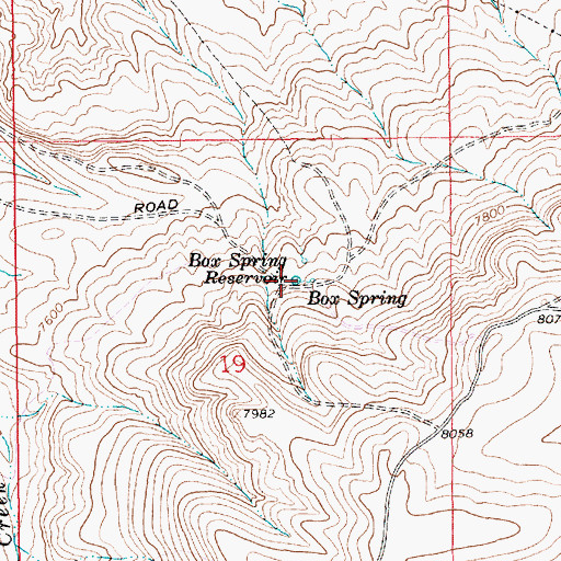 Topographic Map of Box Spring Reservoir, WY