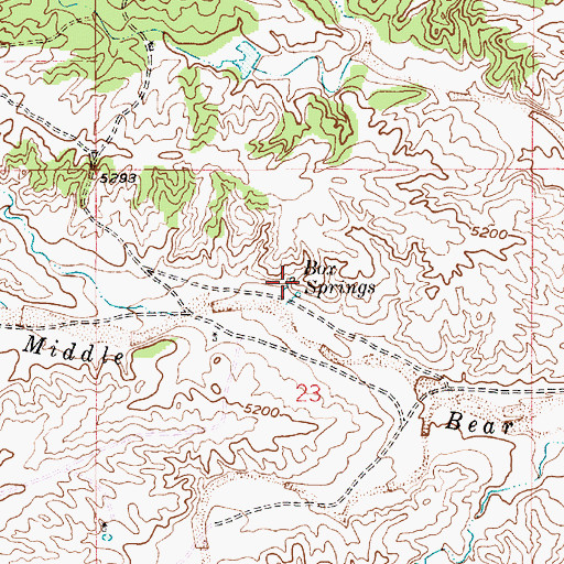 Topographic Map of Box Springs, WY