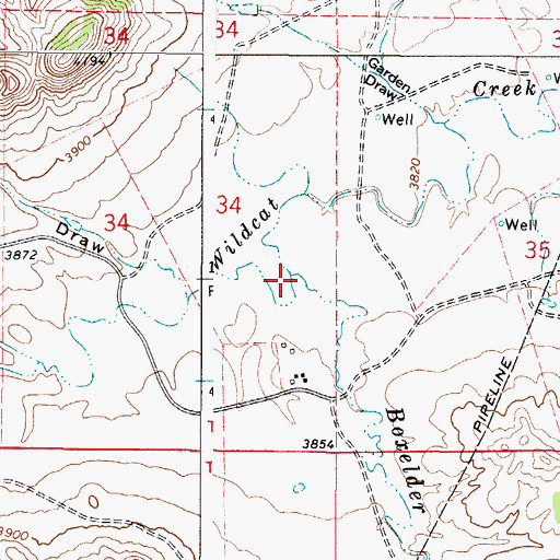 Topographic Map of Boxelder Creek, WY