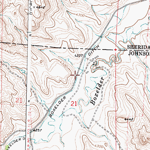 Topographic Map of Boxelder Ditch, WY