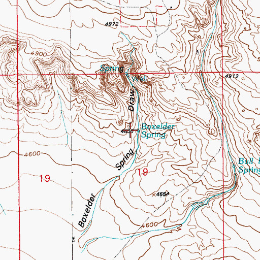 Topographic Map of Boxelder Spring, WY