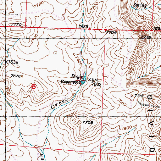 Topographic Map of Boyle Reservoir, WY